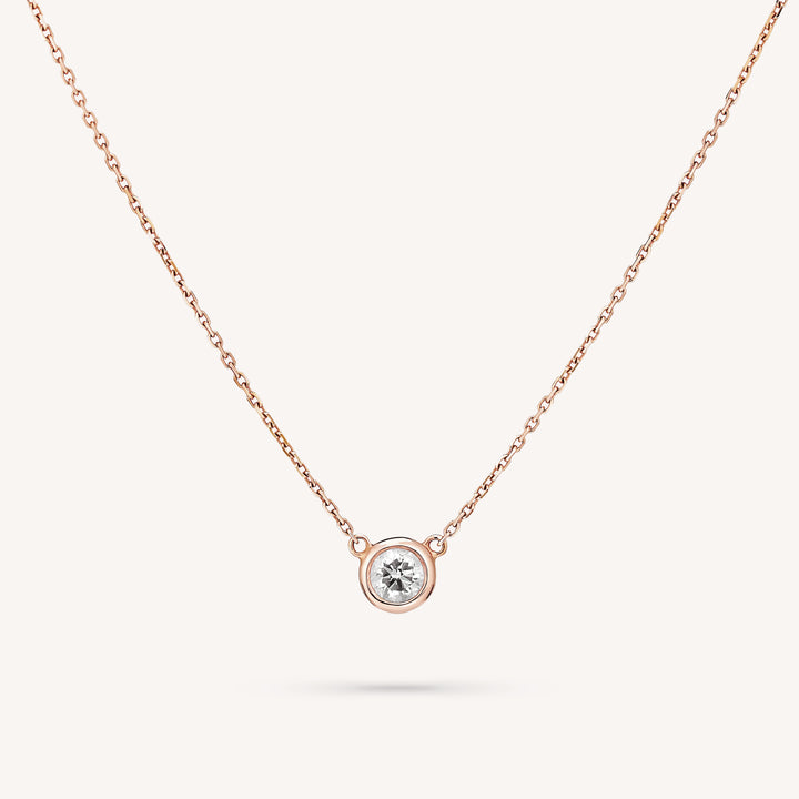Lab Diamond Solitaire Necklace, Bezel Set Diamond Pendant