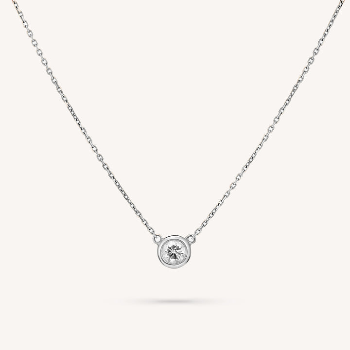 Lab Diamond Solitaire Necklace, Bezel Set Diamond Pendant