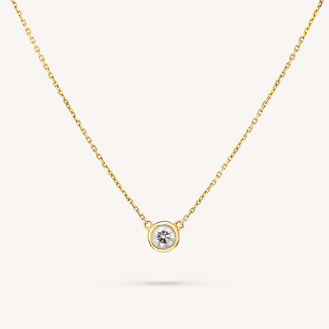 Lab Diamond Solitaire Necklace, Bezel Set Diamond Pendant