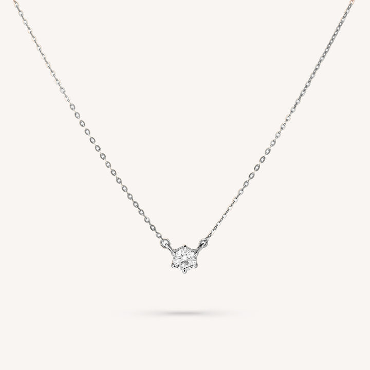 Lab Grown 6 Prong Diamond Solitaire Necklace on 14K Solid Gold Chain (0.1 ct. - 0.5 ct.)