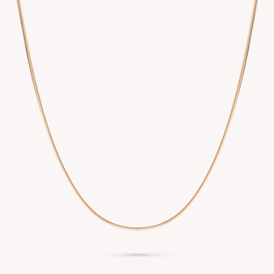 14K Round Silky Snake Chain, Plain Solid Gold Chain, Layering Chain Necklace