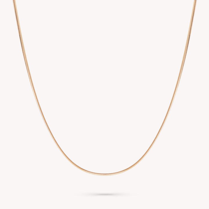 14K Round Silky Snake Chain, Plain Solid Gold Chain, Layering Chain Necklace