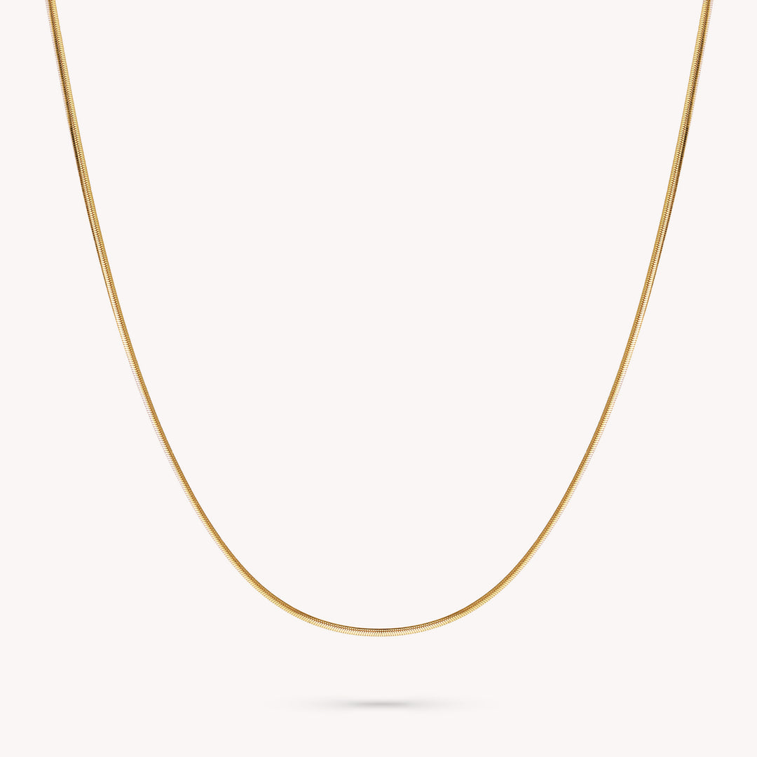 14K Round Silky Snake Chain, Plain Solid Gold Chain, Layering Chain Necklace