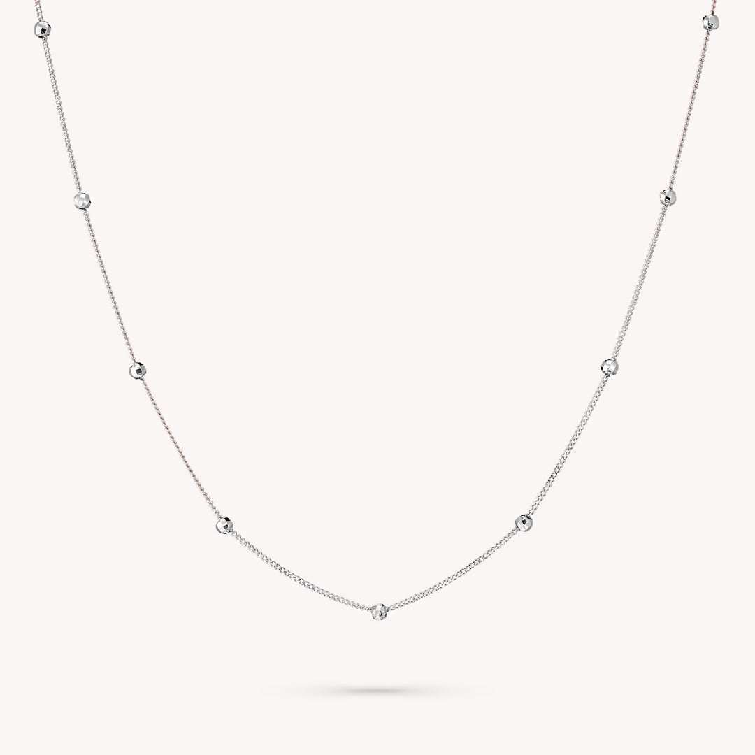 Diamond-Cut Disco Ball Station Chain Layering Necklace