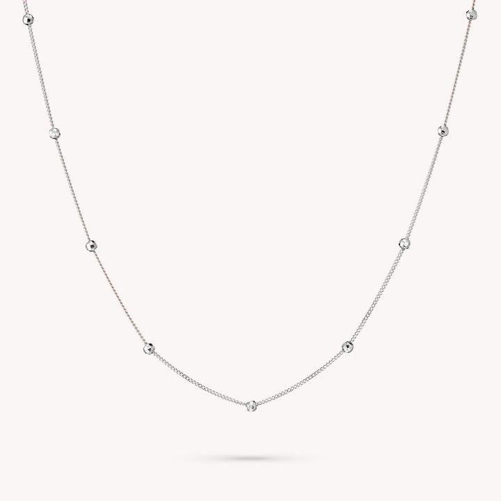 Diamond-Cut Disco Ball Station Chain Layering Necklace