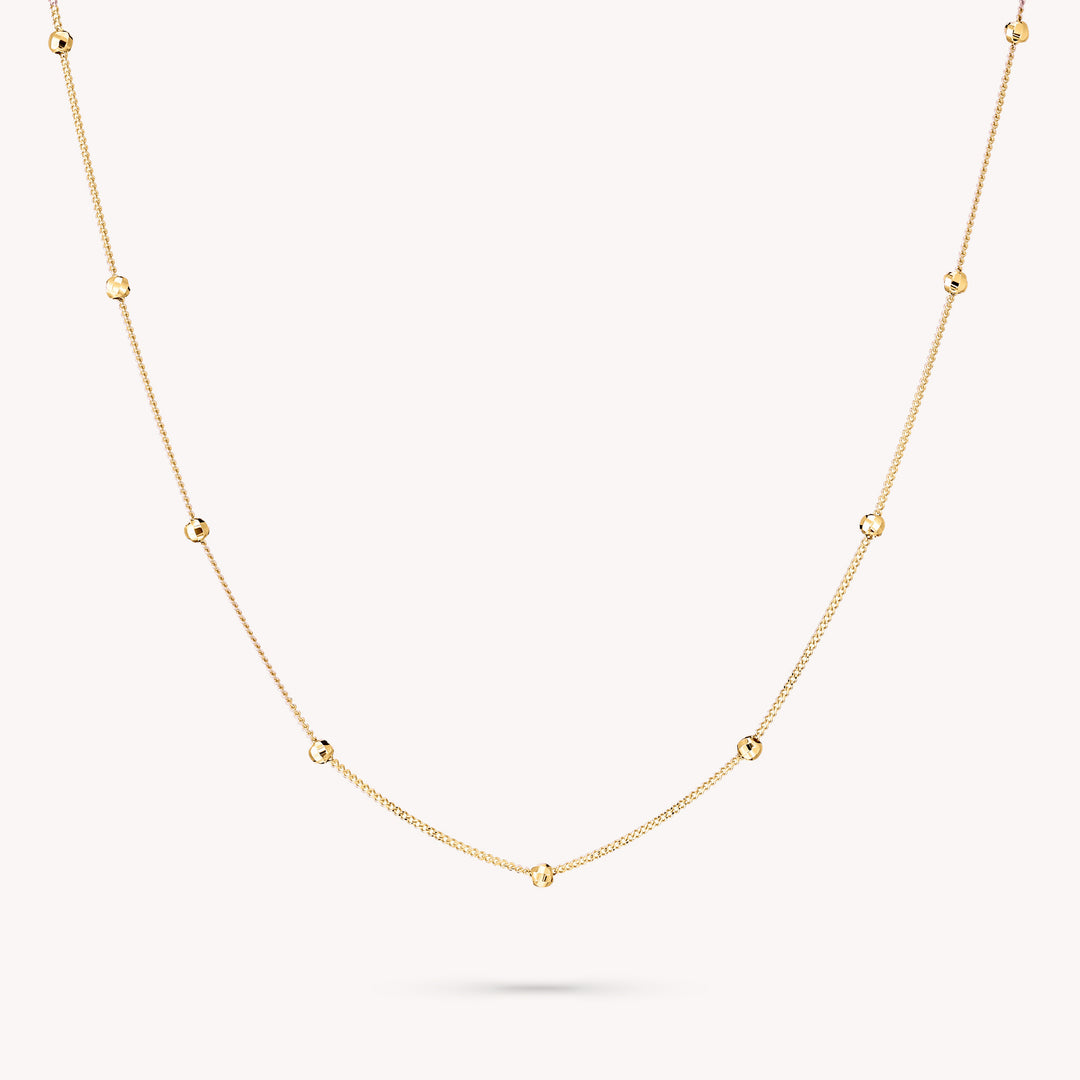 Diamond-Cut Disco Ball Station Chain Layering Necklace