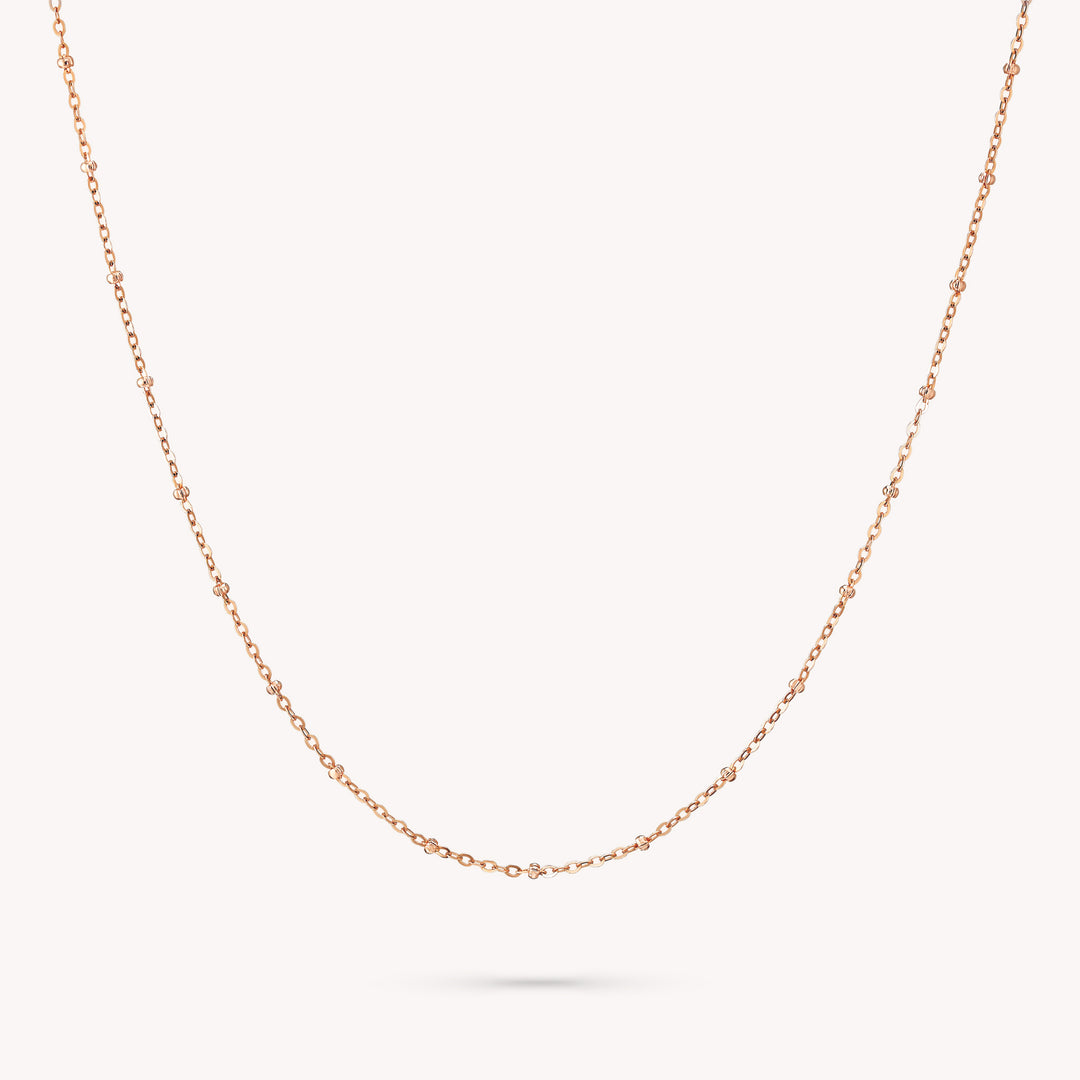 14K Solid Gold Disco Ball Dainty Necklace, Round bead Chain Necklace