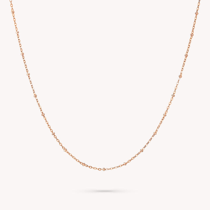 14K Solid Gold Disco Ball Dainty Necklace, Round bead Chain Necklace