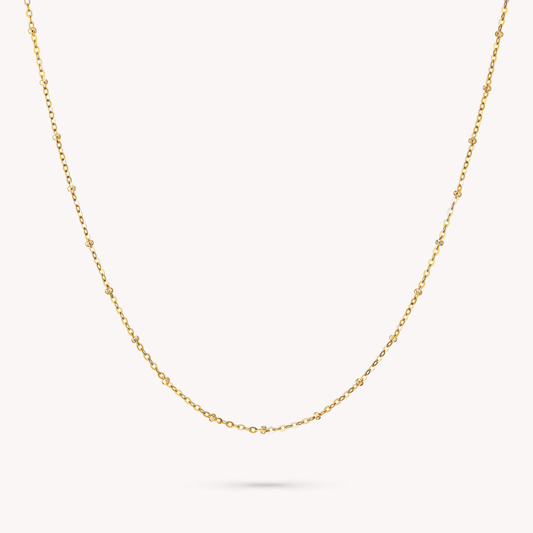 14K Solid Gold Disco Ball Dainty Necklace, Round bead Chain Necklace