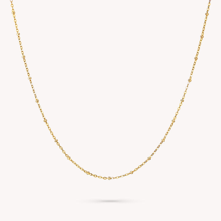 14K Solid Gold Disco Ball Dainty Necklace, Round bead Chain Necklace