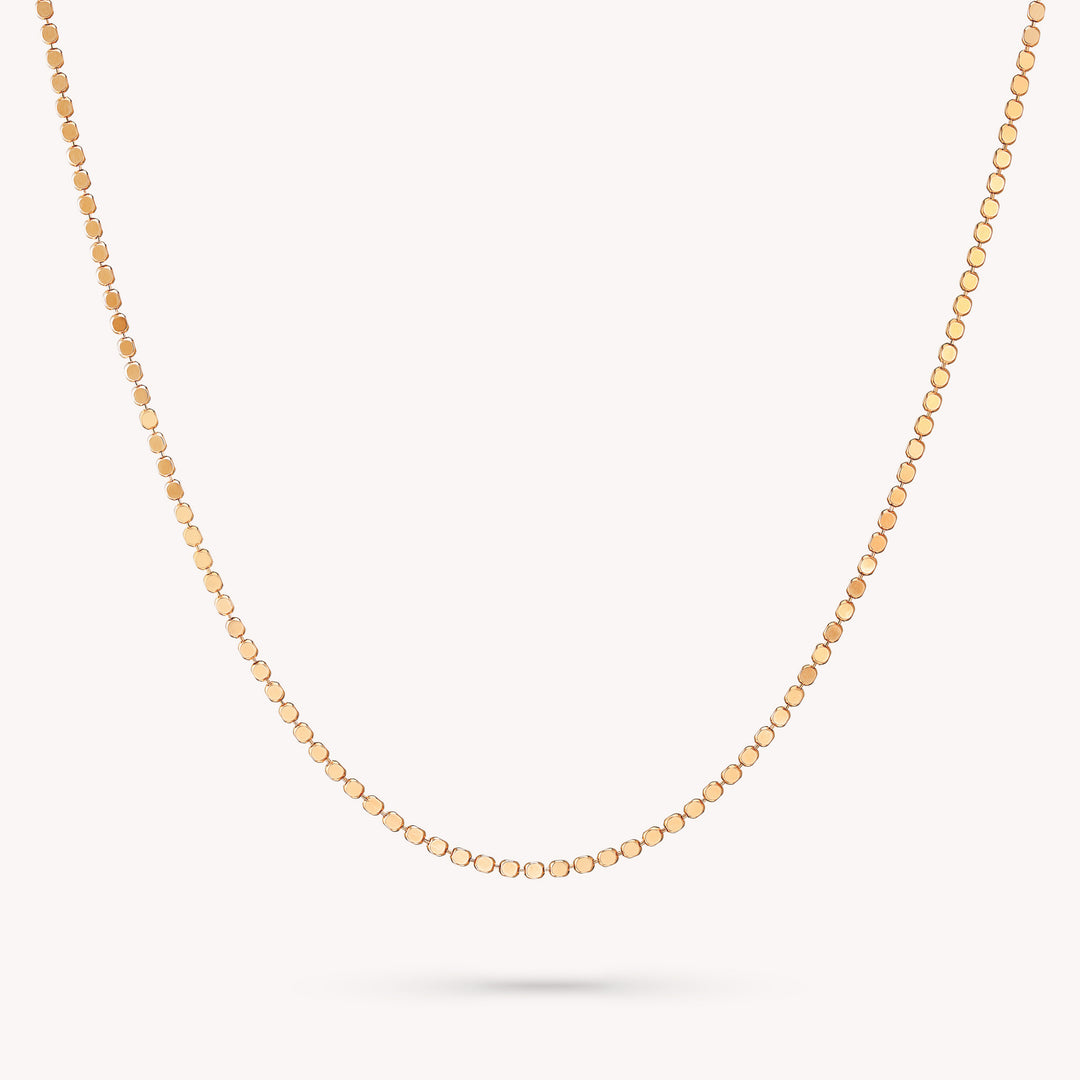 14K Gold Sparkle Flat Beads Necklace