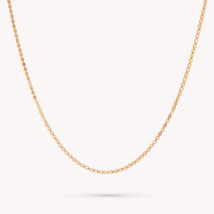 14K Gold Sparkle Flat Beads Necklace