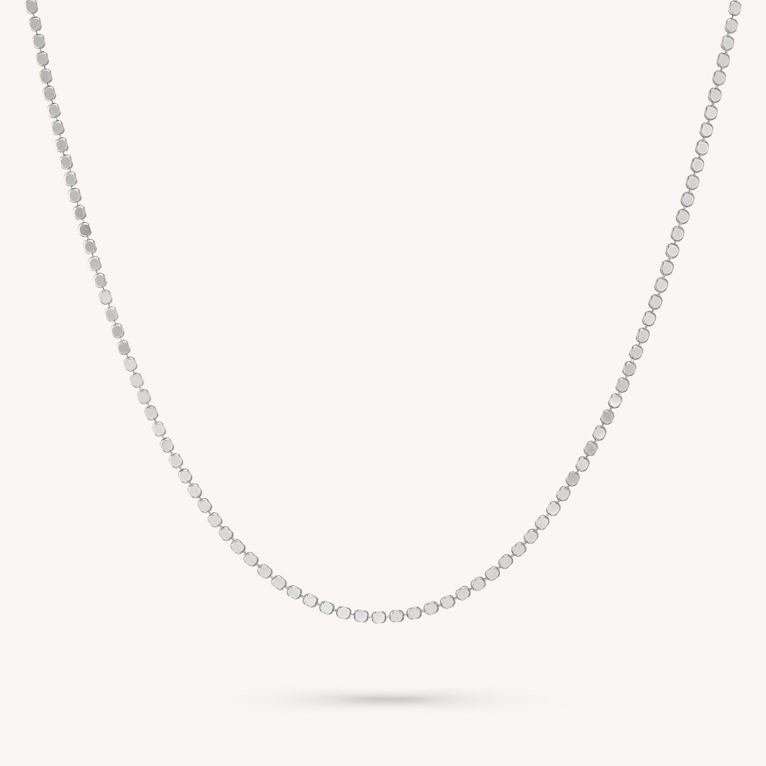 14K Gold Sparkle Flat Beads Necklace