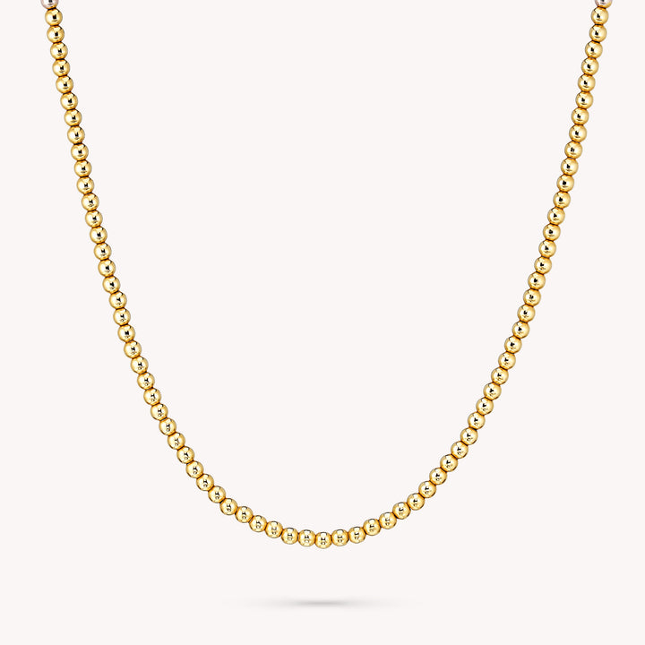 2mm 14K Solid Gold Ball Necklace