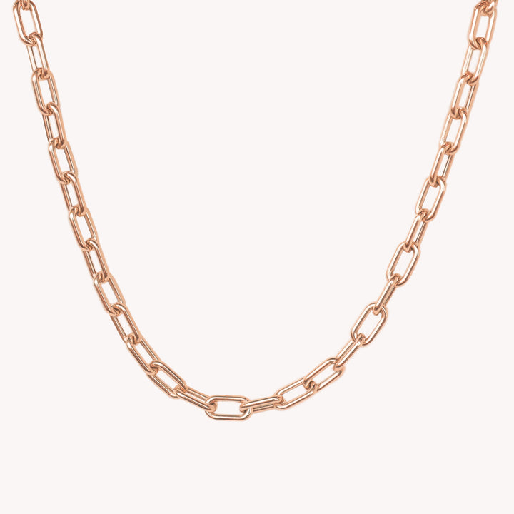 Chunky Chain Paperclip Necklace 1.8mm 14K Solid Gold