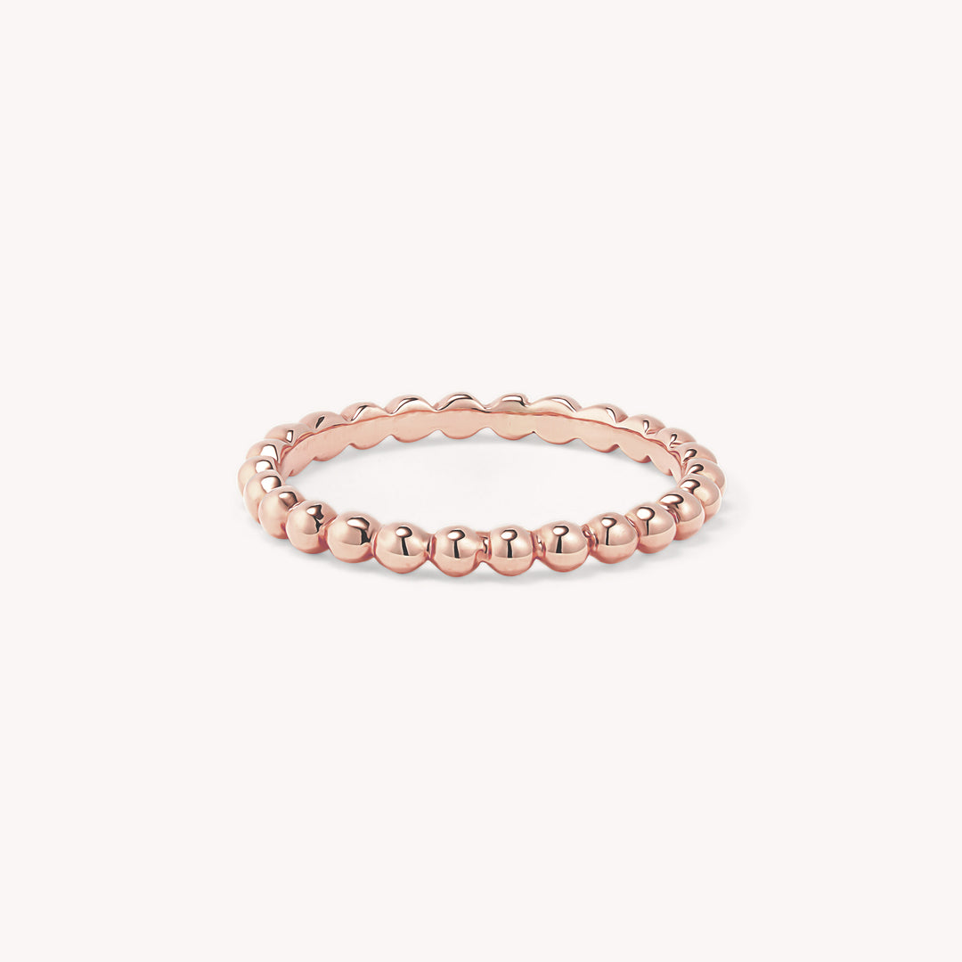Beaded Stackable 14K Gold Ring (2mm Beads)