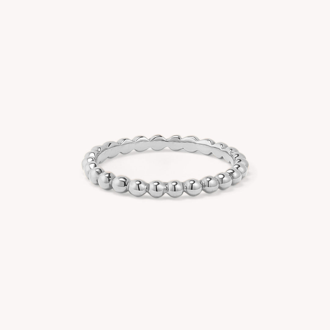 Beaded Stackable 14K Gold Ring (2mm Beads)