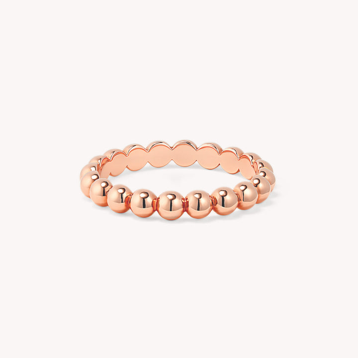 Beaded Stackable 14K Gold Ring (3mm Beads)