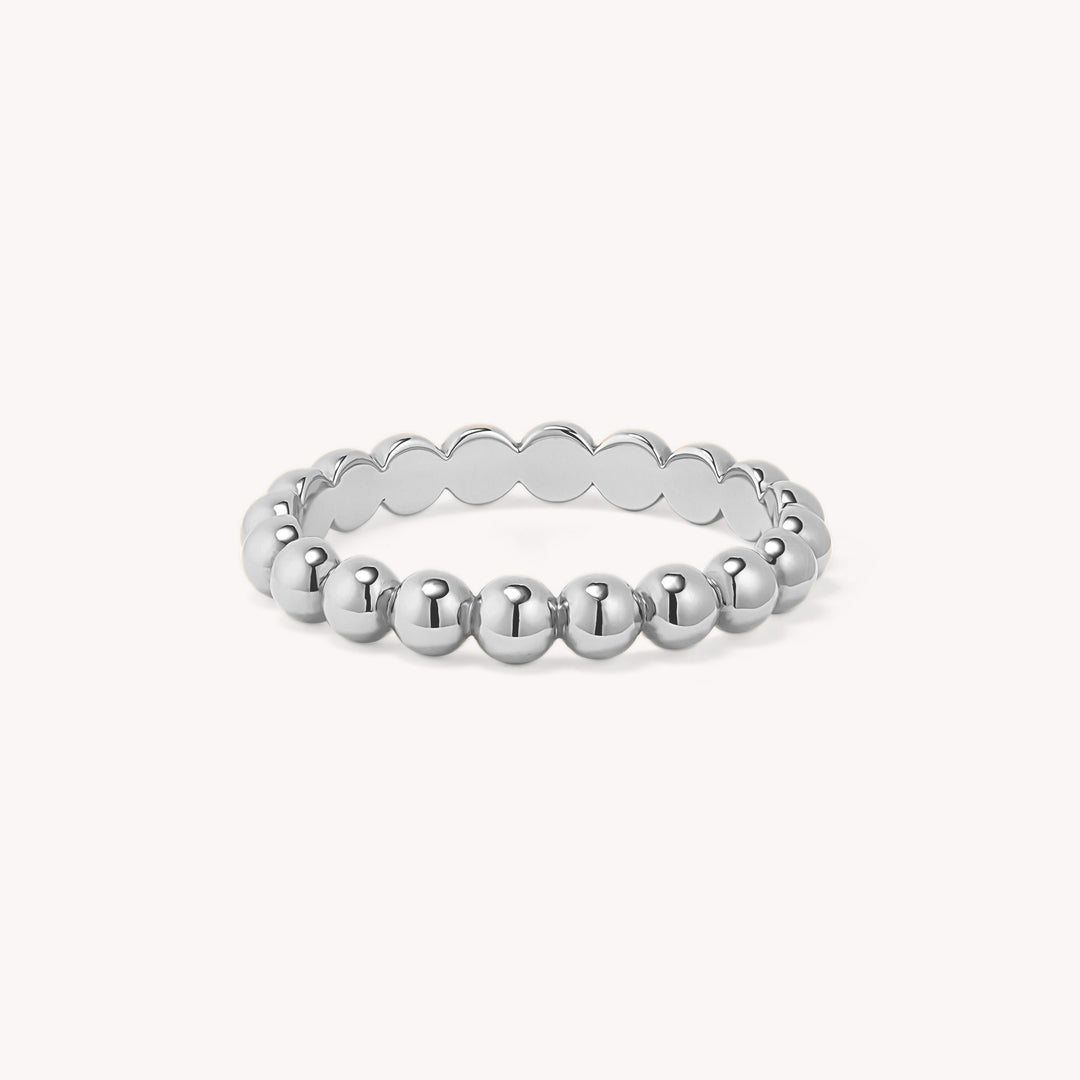 Beaded Stackable 14K Gold Ring (3mm Beads)