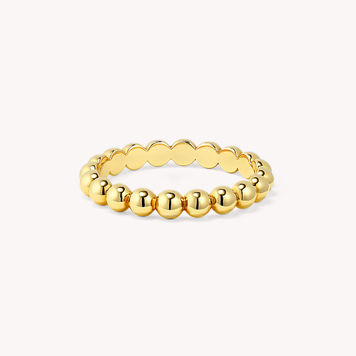 Beaded Stackable 14K Gold Ring (3mm Beads)