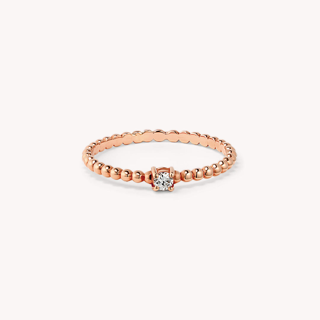 Diamond Beaded 14K Gold Wedding Ring - 0.05ct