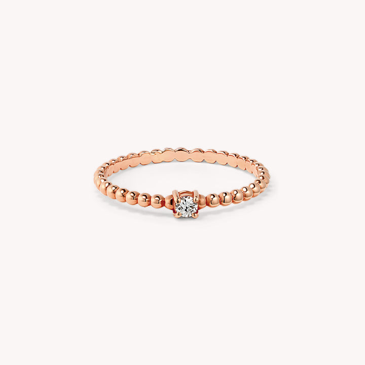 Diamond Beaded 14K Gold Wedding Ring - 0.05ct