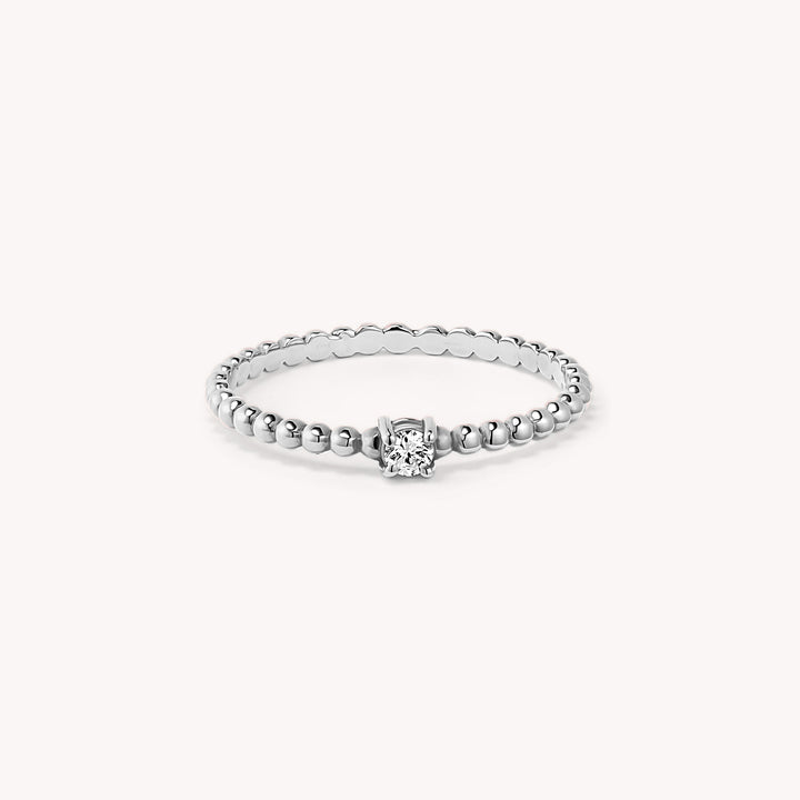 Diamond Beaded 14K Gold Wedding Ring - 0.05ct