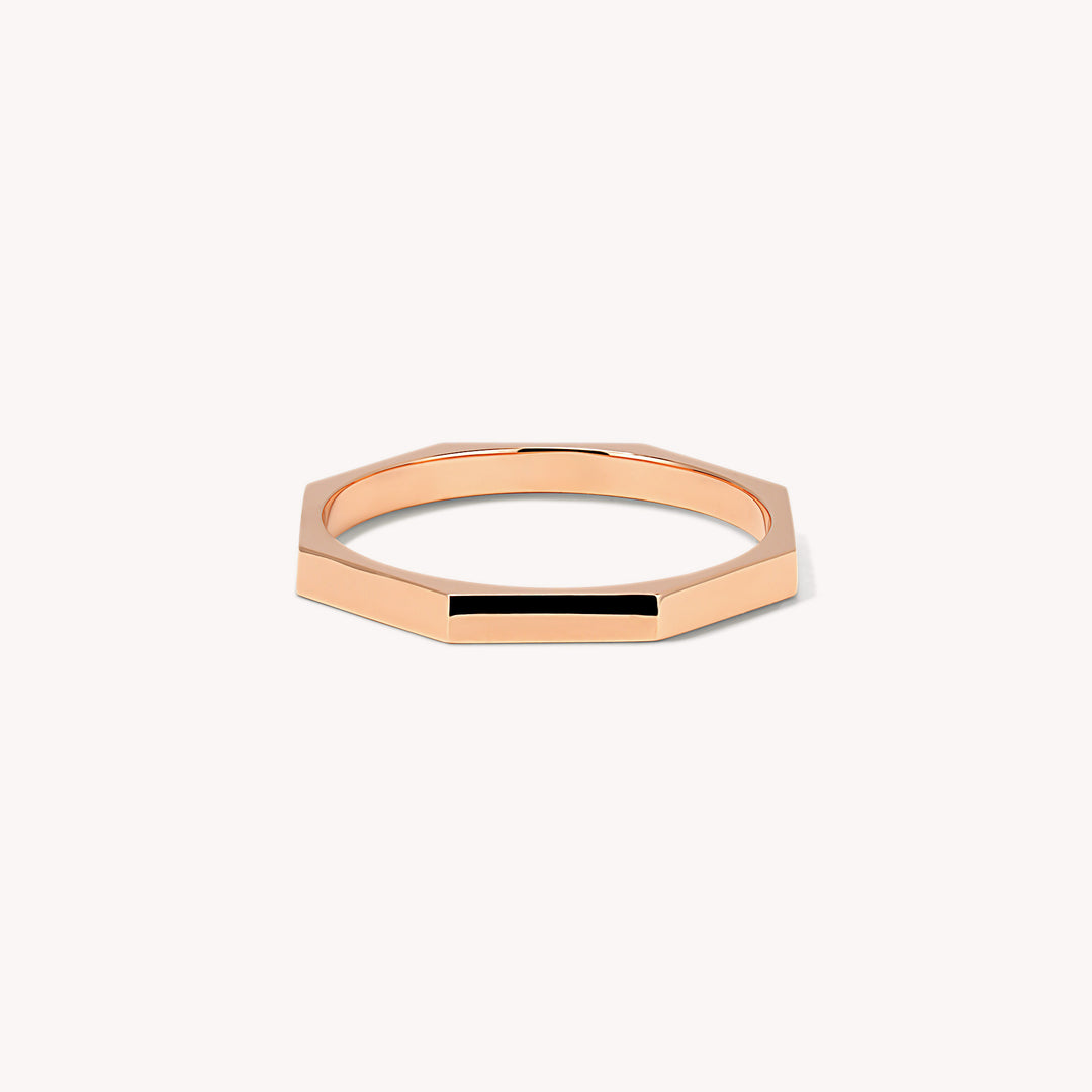 Octagon Bolt Ring - 14K Solid Gold