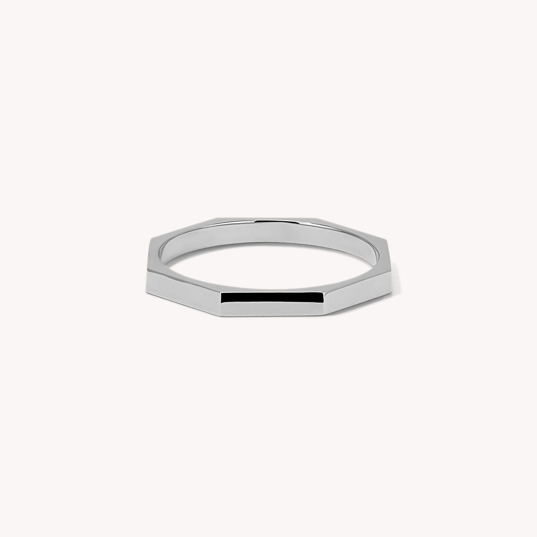 Octagon Bolt Ring - 14K Solid Gold