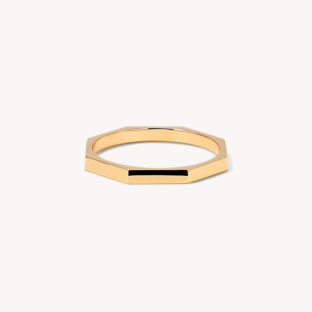 Octagon Bolt Ring - 14K Solid Gold