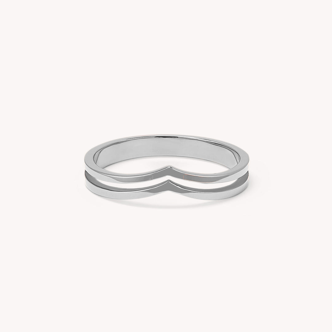Double Chevron Ring – 14K Solid Gold V-Shaped Band