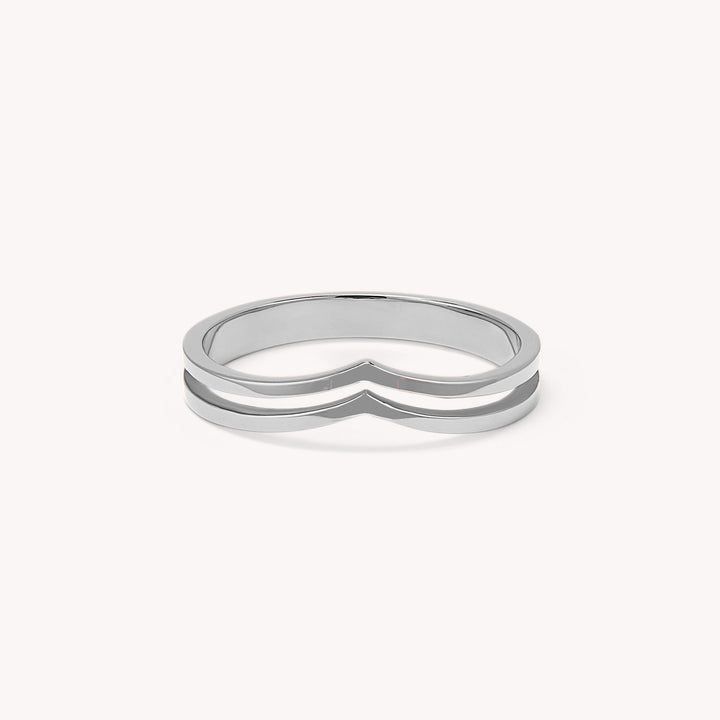 Double Chevron Ring – 14K Solid Gold V-Shaped Band