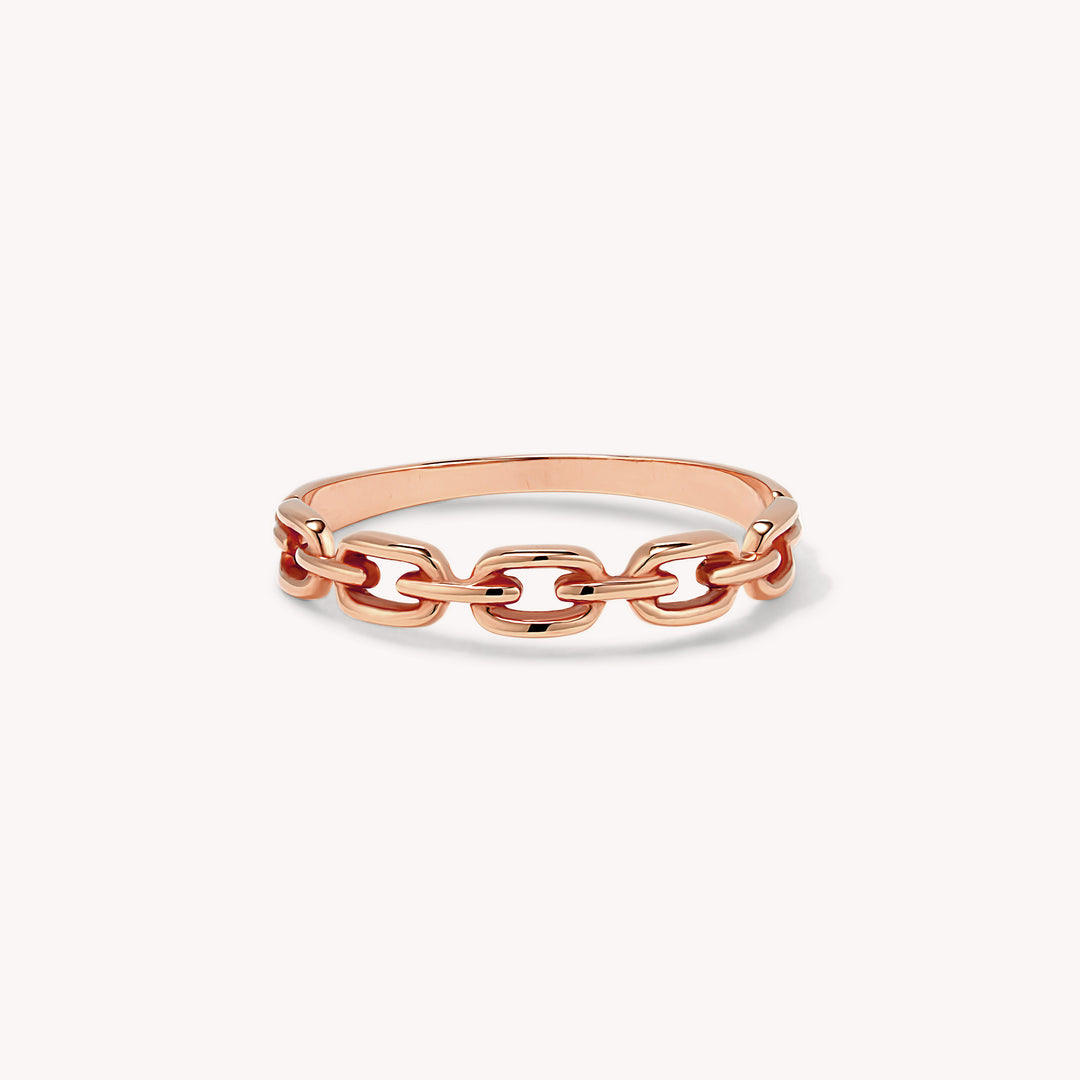 Chain Link Ring – 14K Solid Gold Half Eternity Band