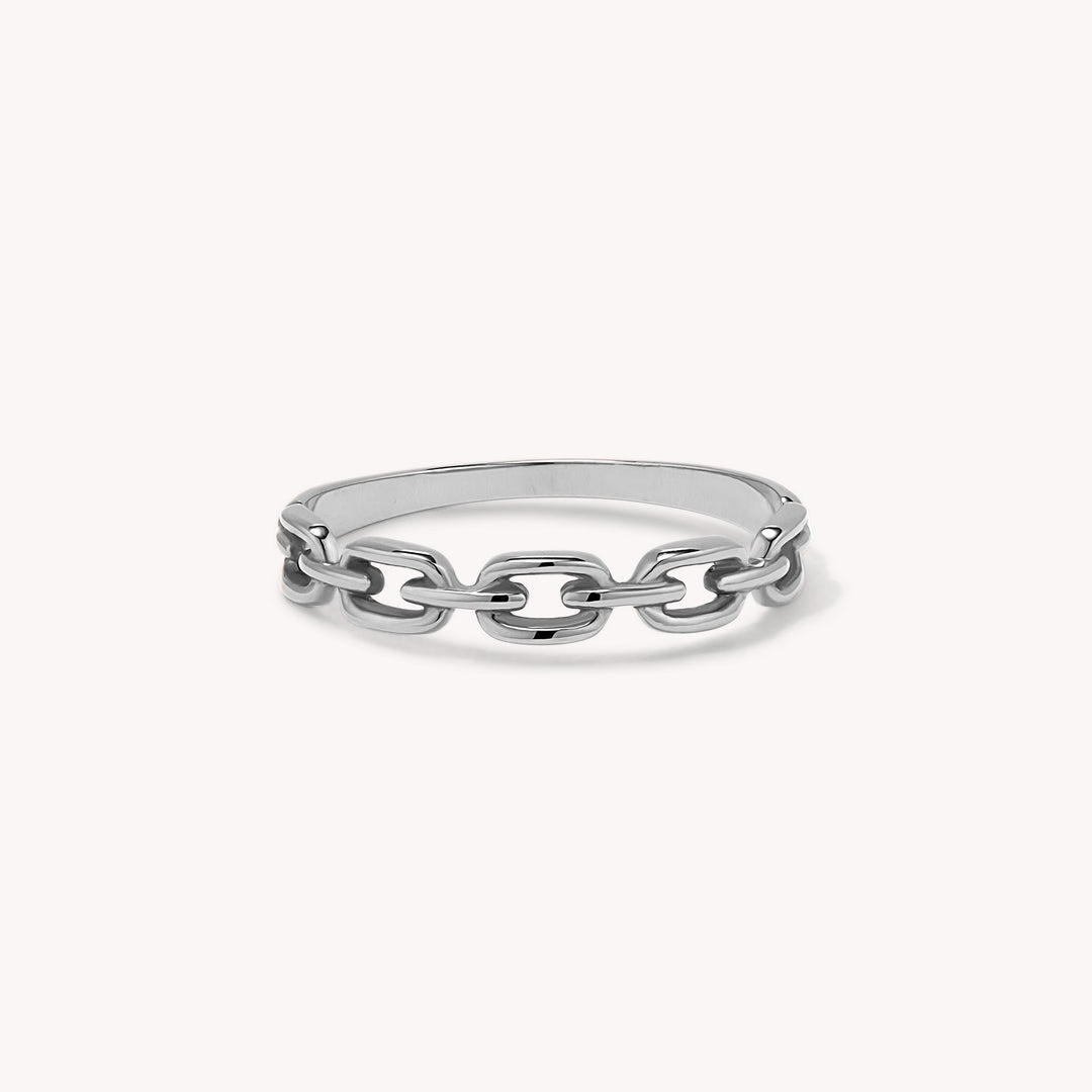 Chain Link Ring – 14K Solid Gold Half Eternity Band