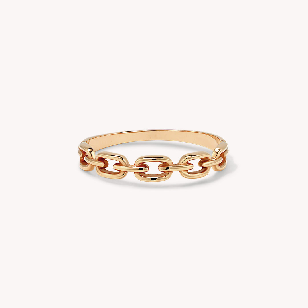 Chain Link Ring – 14K Solid Gold Half Eternity Band