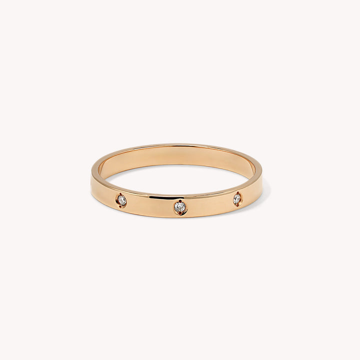 Flush Set 8 Stones Diamond Ring Wedding Band - Flat Edge 2.5mm