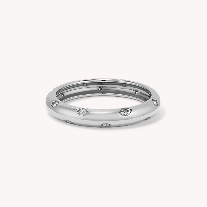 Diamond Scattered Wedding & Engagement Band – 14K Solid Gold Ring