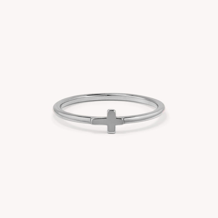 Small Cross 14K Solid Gold RIng