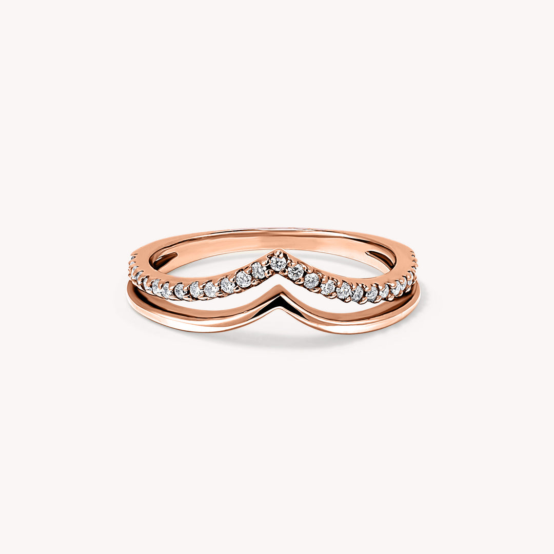 Chevron V Shape Diamond Ring – Double Chevron Wedding or Engagement Band