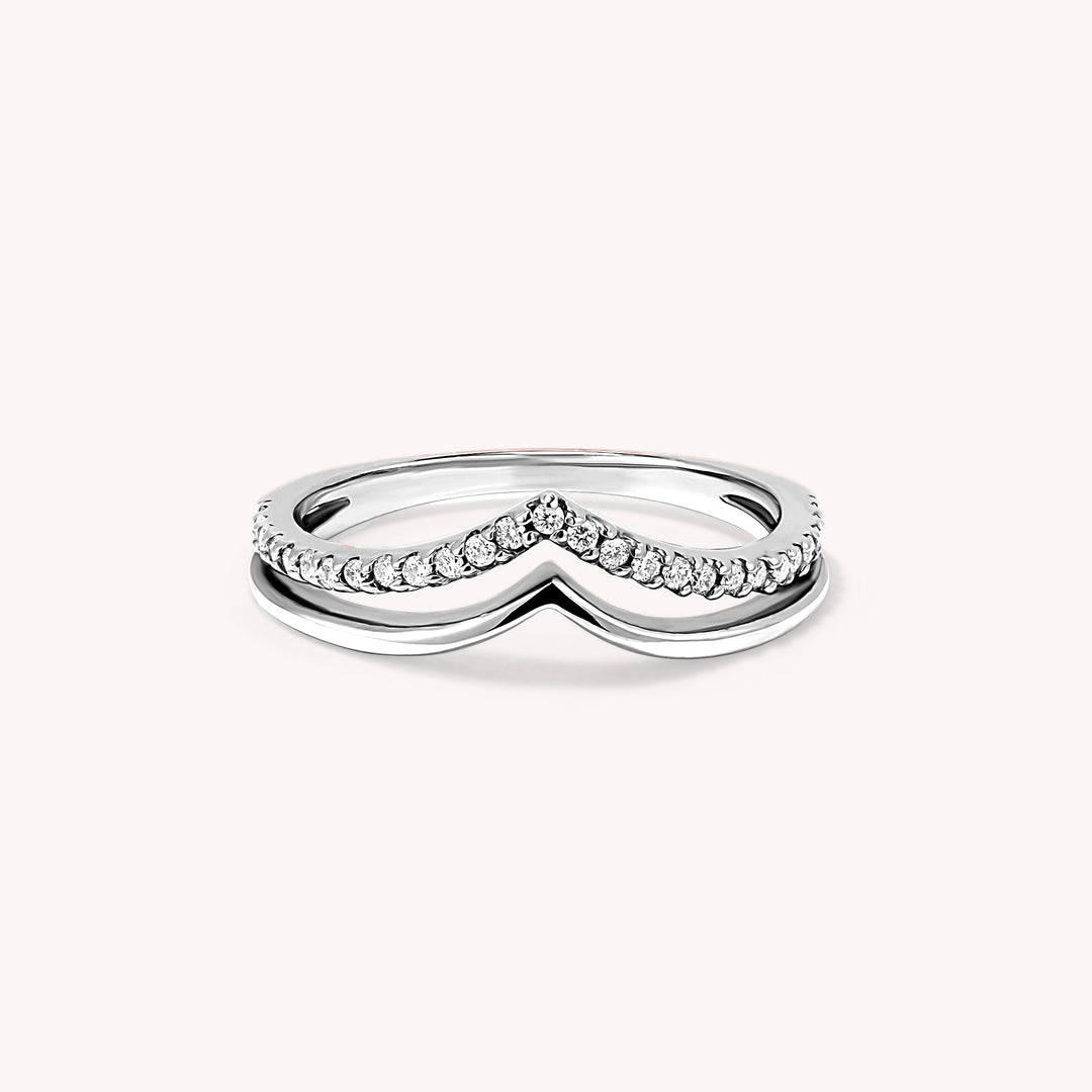 Chevron V Shape Diamond Ring – Double Chevron Wedding or Engagement Band