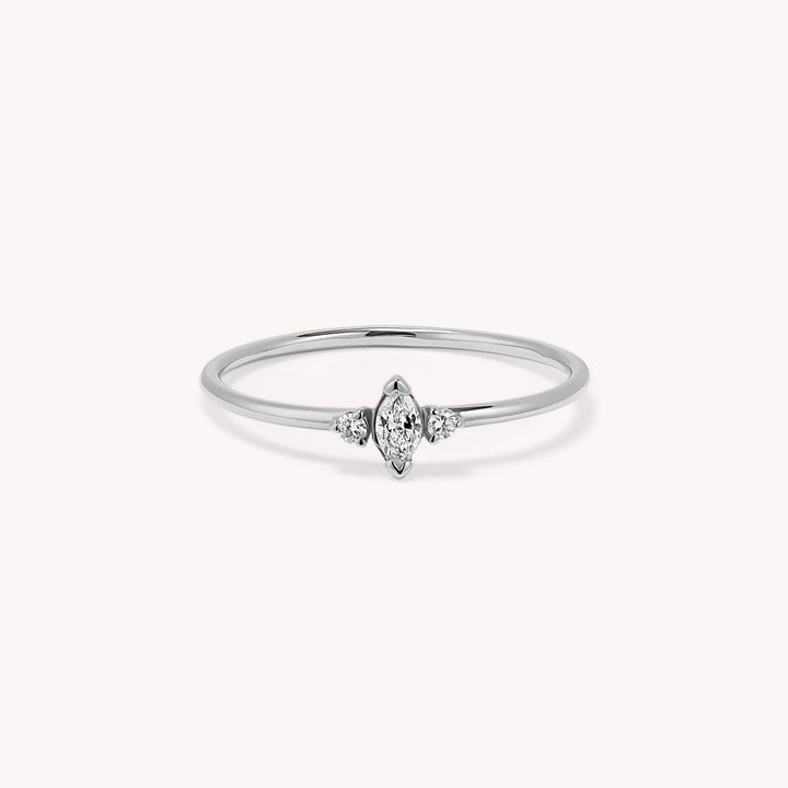 Marquise-Cut Diamond Ring -14K Gold Brilliant Cut Wedding Band