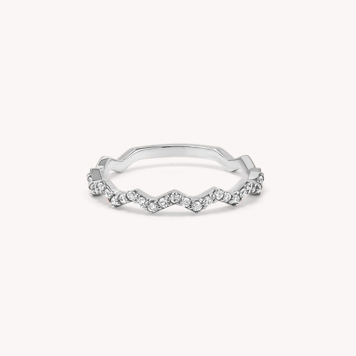 Zigzag Wave Half Eternity Diamond Ring Wedding Band