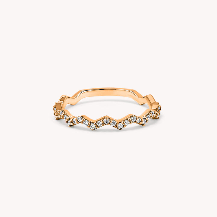 Zigzag Wave Half Eternity Diamond Ring Wedding Band