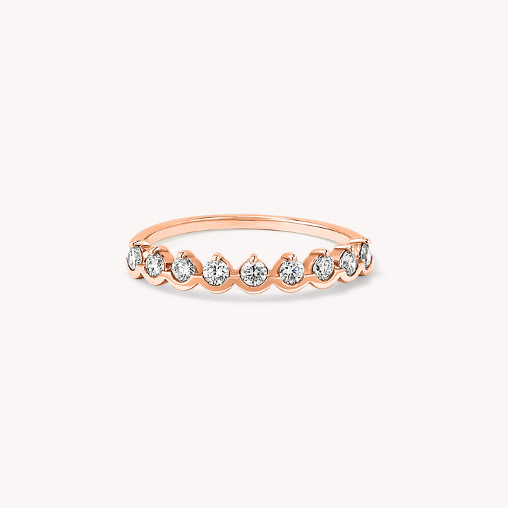 Half Eternity Diamond Ring – 14K Solid Gold Stacking Band for Wedding