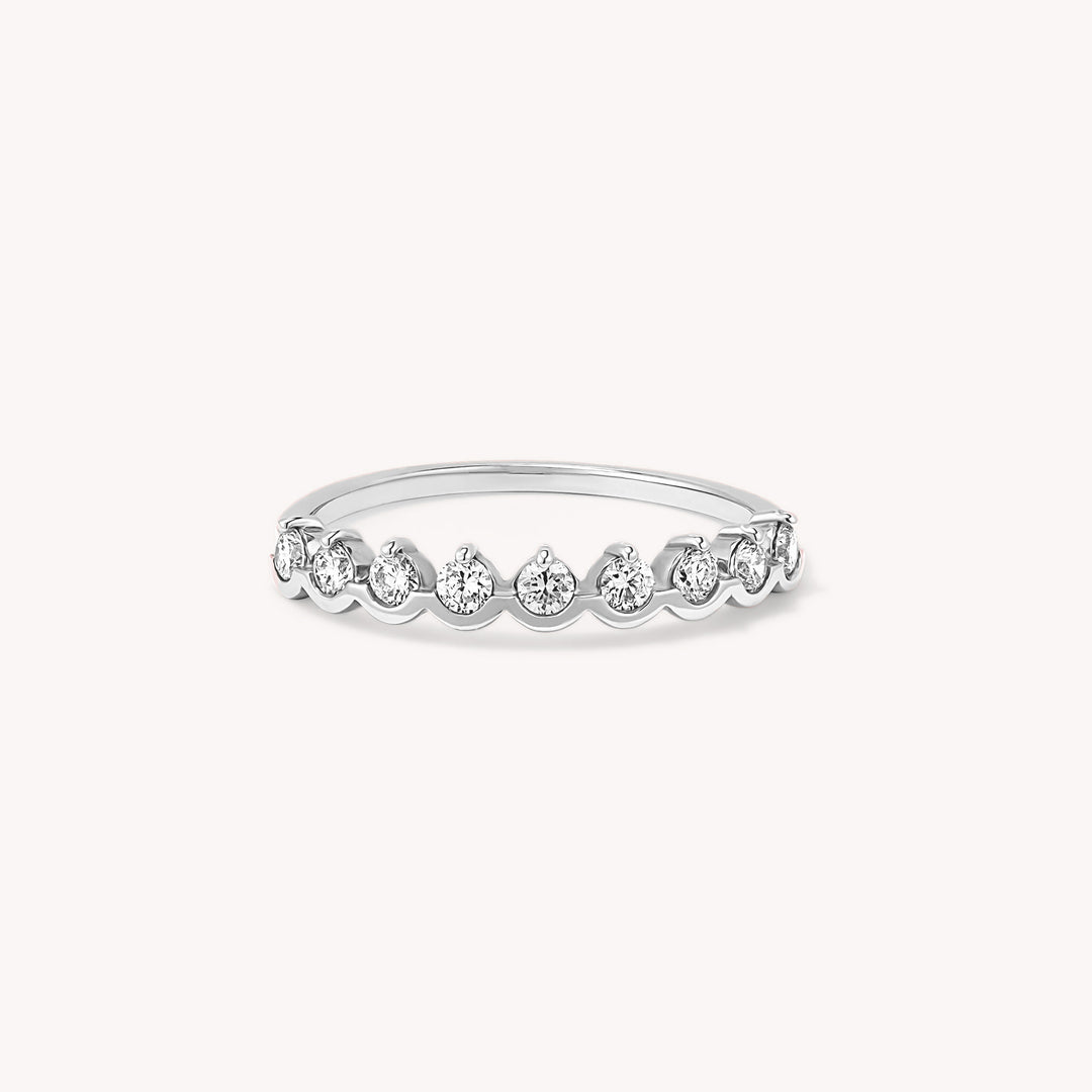 Half Eternity Diamond Ring – 14K Solid Gold Stacking Band for Wedding