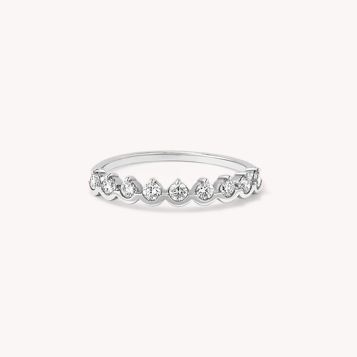 Half Eternity Diamond Ring – 14K Solid Gold Stacking Band for Wedding