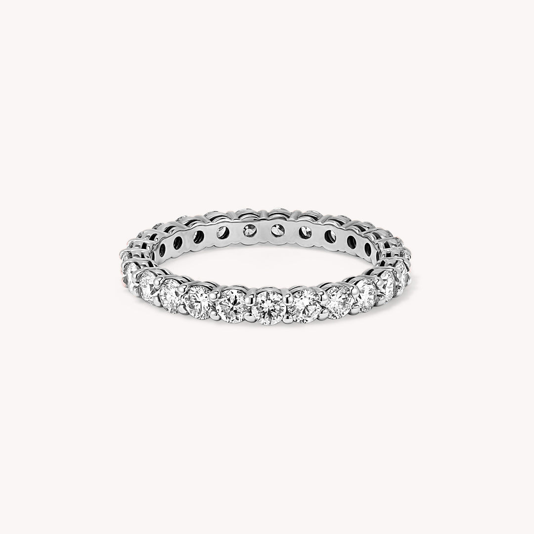 Lab Diamond Shared Prong Eternity Wedding Band Engagement RIng - 2mm, 2.5mm, 3mm