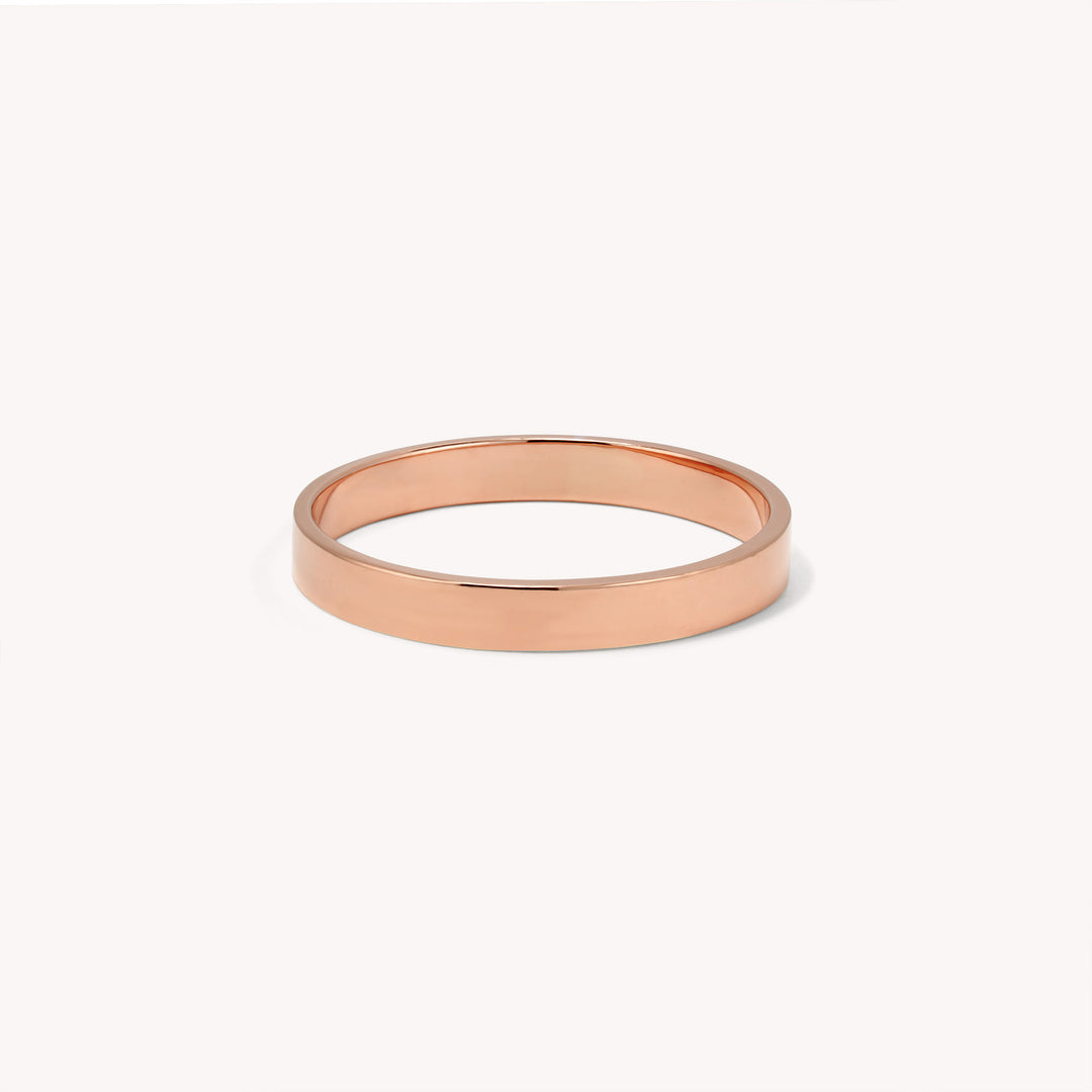 Classic Flat Solid 14K Gold Wedding Bands Ring - 2.5mm