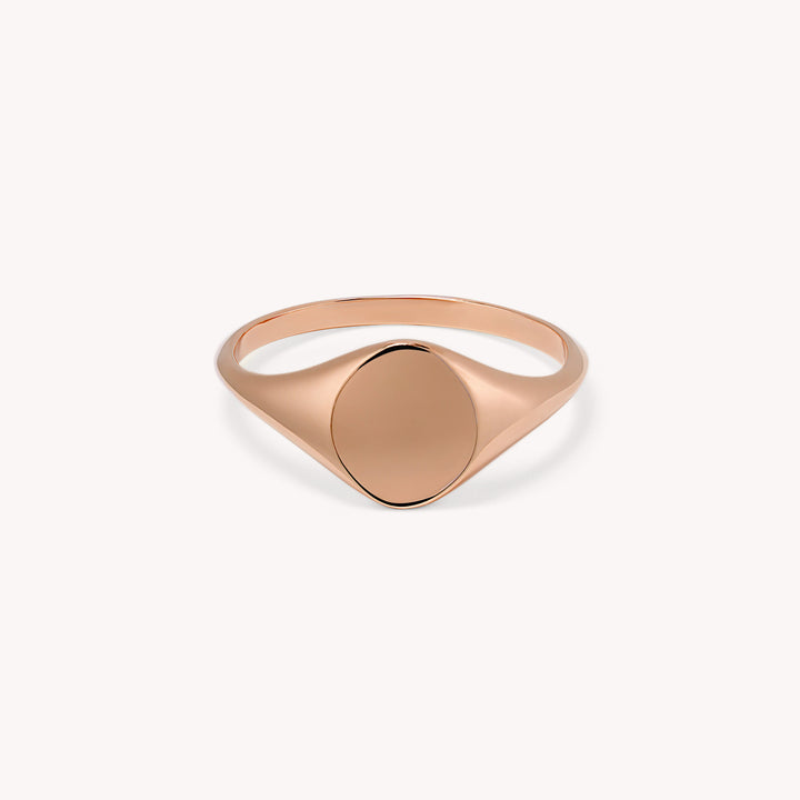 Classic Circle Signet Ring – Engravable 14K Solid Gold Band