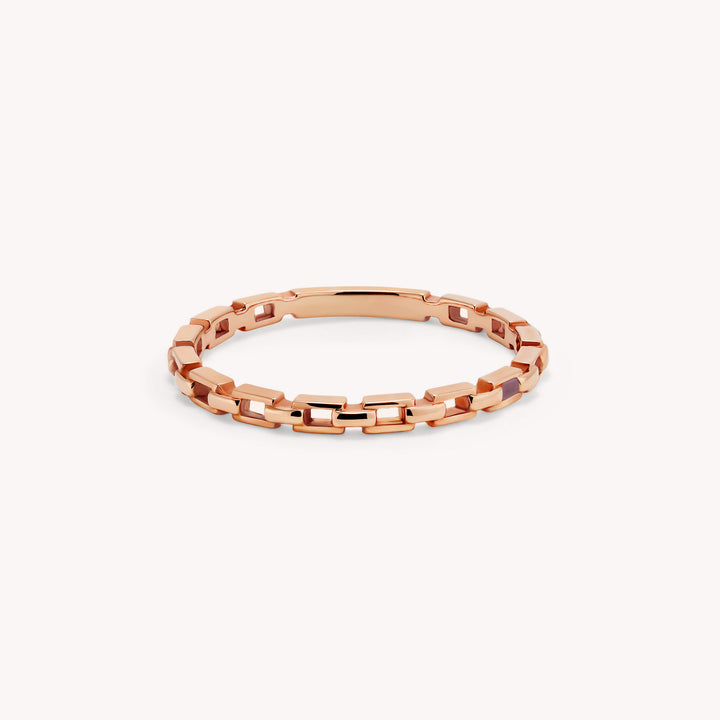 Link Chain Ring – 14K Solid Gold Statement Band for Layering